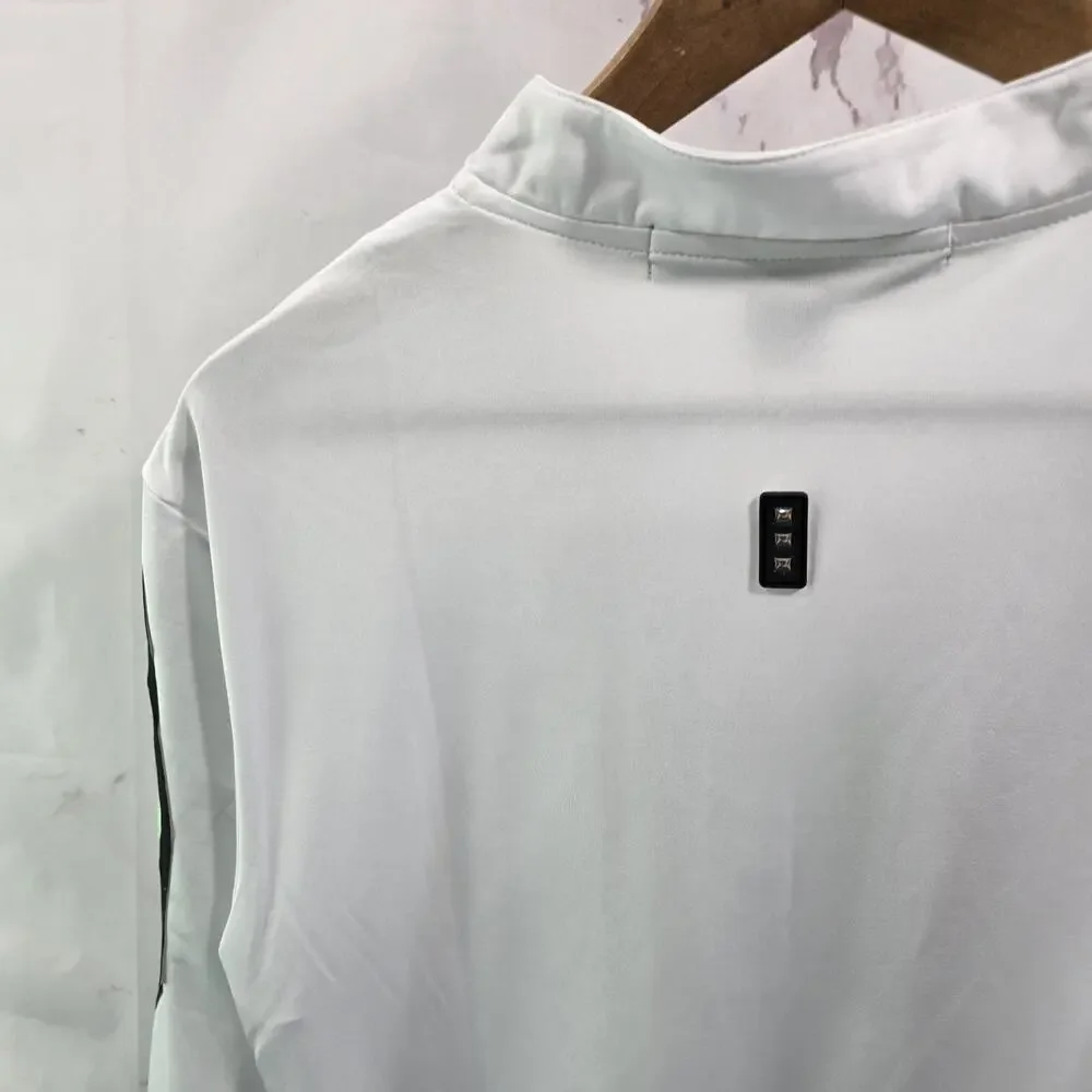 Jamie Sadock Shirt Womens Large White Green Zip Sunsense Cool Tron Mikado